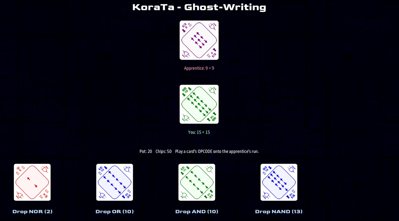 A KoraTa hand in progress